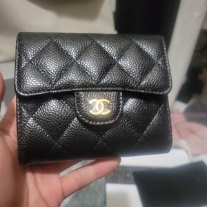 Chanel Caviar classic compact tri fold wallet